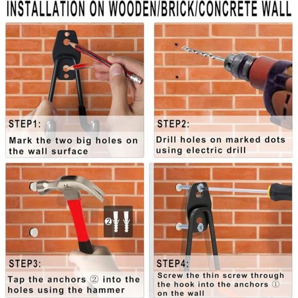 Garage Hooks,16Pack Steel Heavy Duty Garage Storage Hooks with Anti-Slip Coating - Picture 5 of 7